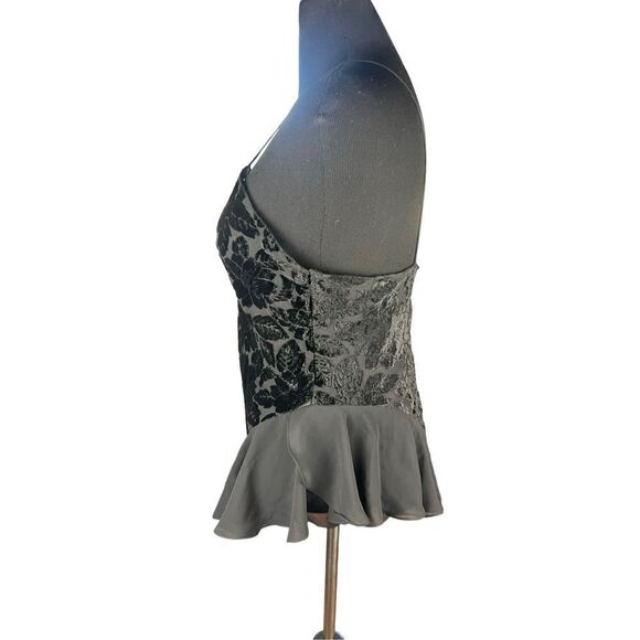 Fantasies Morgan Taylor black sheer velvet bodysuit medium lingerie sexy vintage - Picture 3 of 5